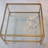 Italian 1970'S coffee table in brass and glass with 2 trays