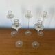Série de 5 bougeoirs tulipe en verre moulé transparent décoration vintage