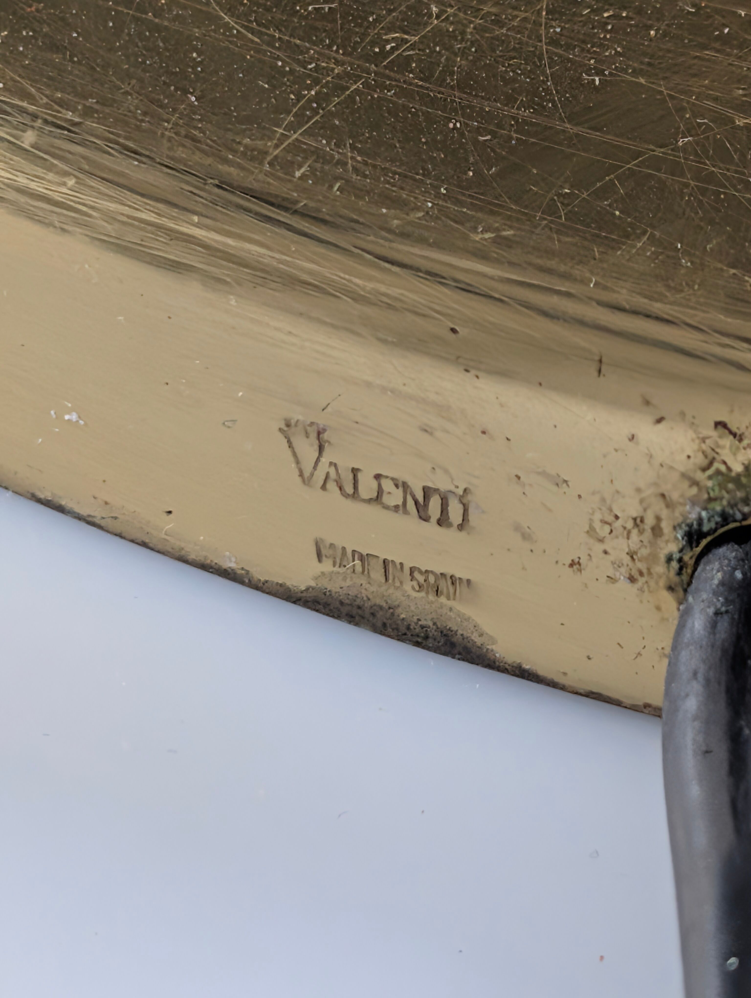 Monumental Valenti table lamp with fan palm leaf in bronze and brass, 1970s