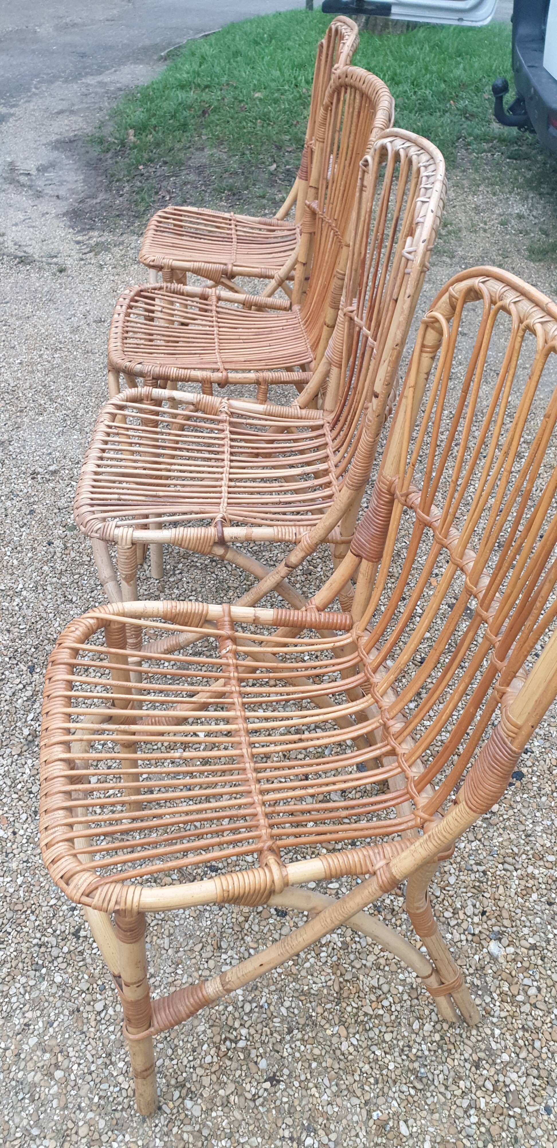 4 sixties/seventies bamboo chairs