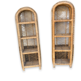 Pair of braided wicker shelves