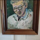 Gouache on framed cardboard "Old man with glasses", V. Lod (20th century)