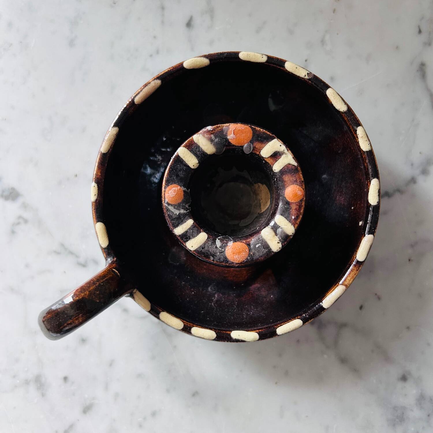 Alsatian pottery candlestick