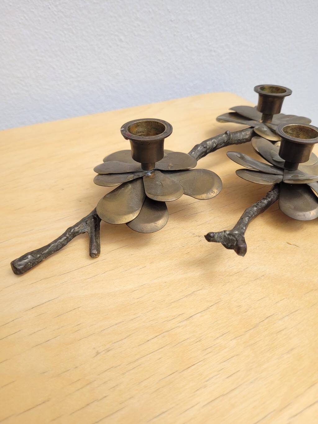 Brass 3-light centerpiece candle holder