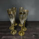 Set of 6 champagne flutes in brass and silver-plated metal – height 24 cm