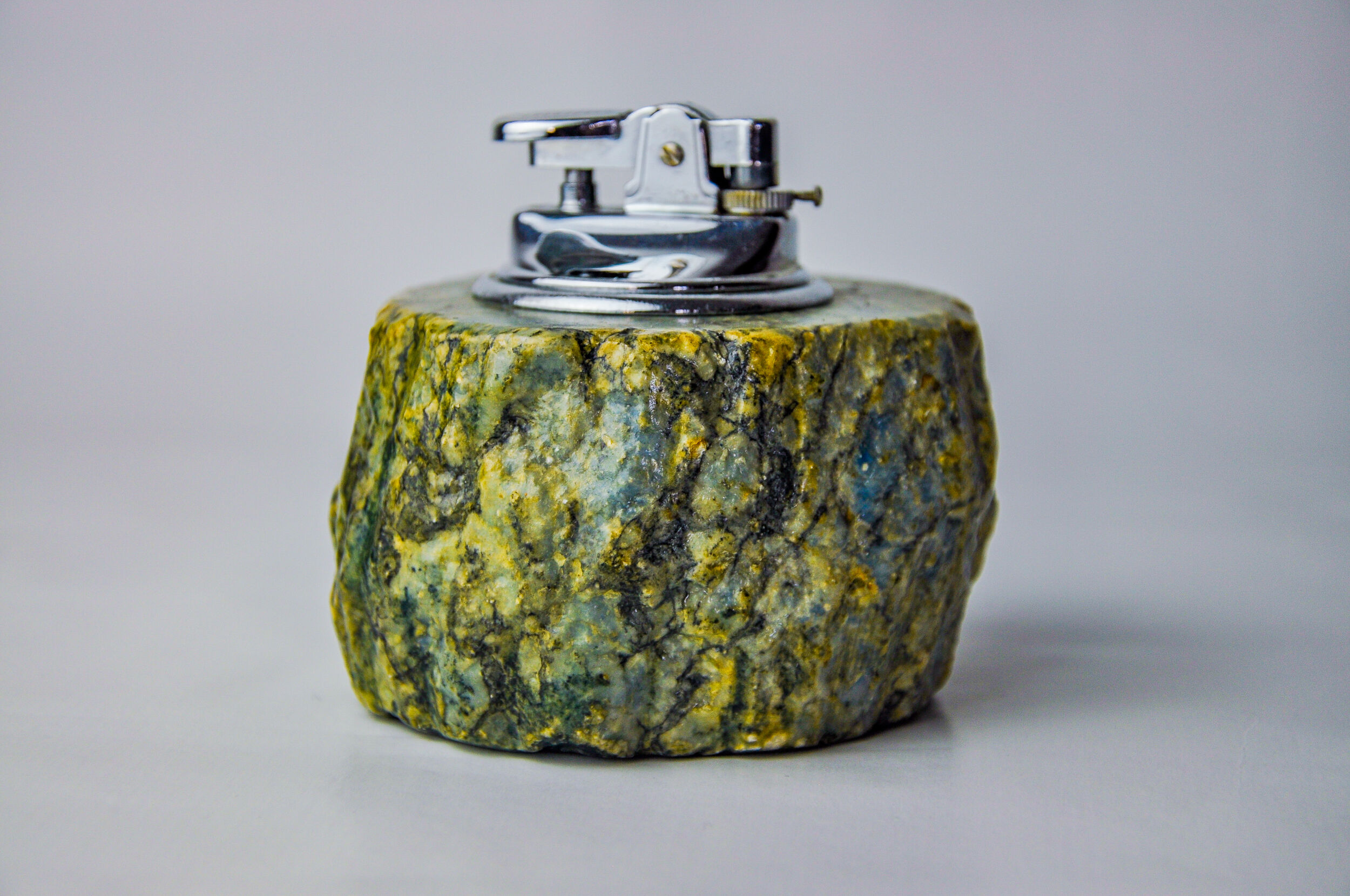 Green alabaster lighter by Romano Bianchi, Italy, 1970