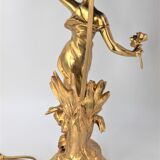 Naïade Lamp sculpture Art Nouveau in Golden Metal Signed by J.CAUSSE