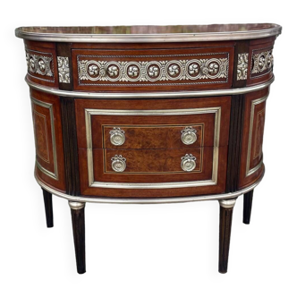 Mahogany and gilded bronze chest of drawers, Louis XVI style, 20th century period