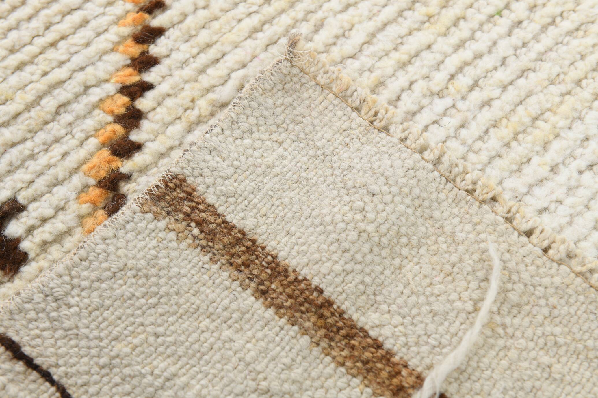 Beige & Brown Classic Turkish Runner Rug, 100x332Cm