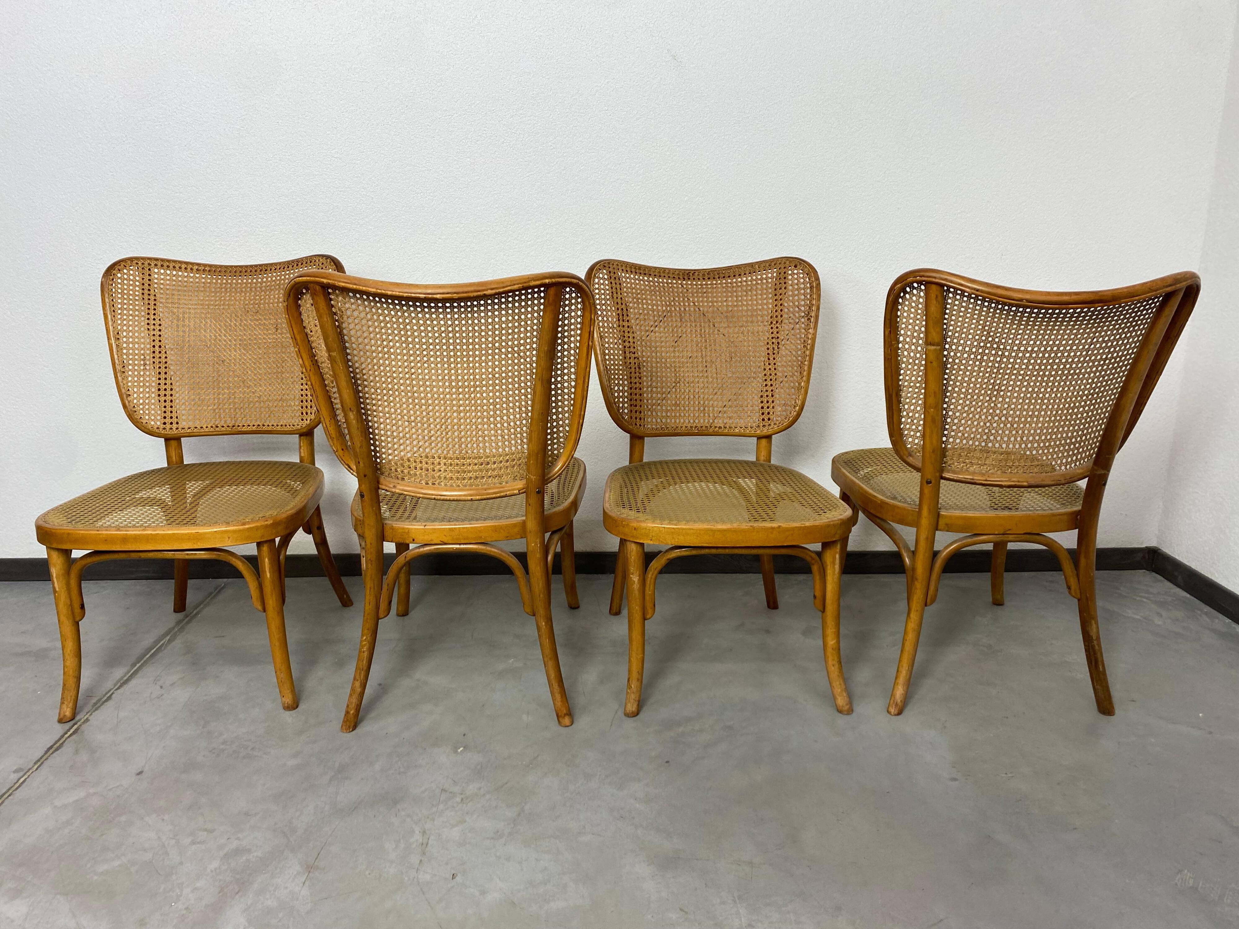 Set of 4 chairs model A821 by Adolf Gustav Schneck for Thonet Mundus