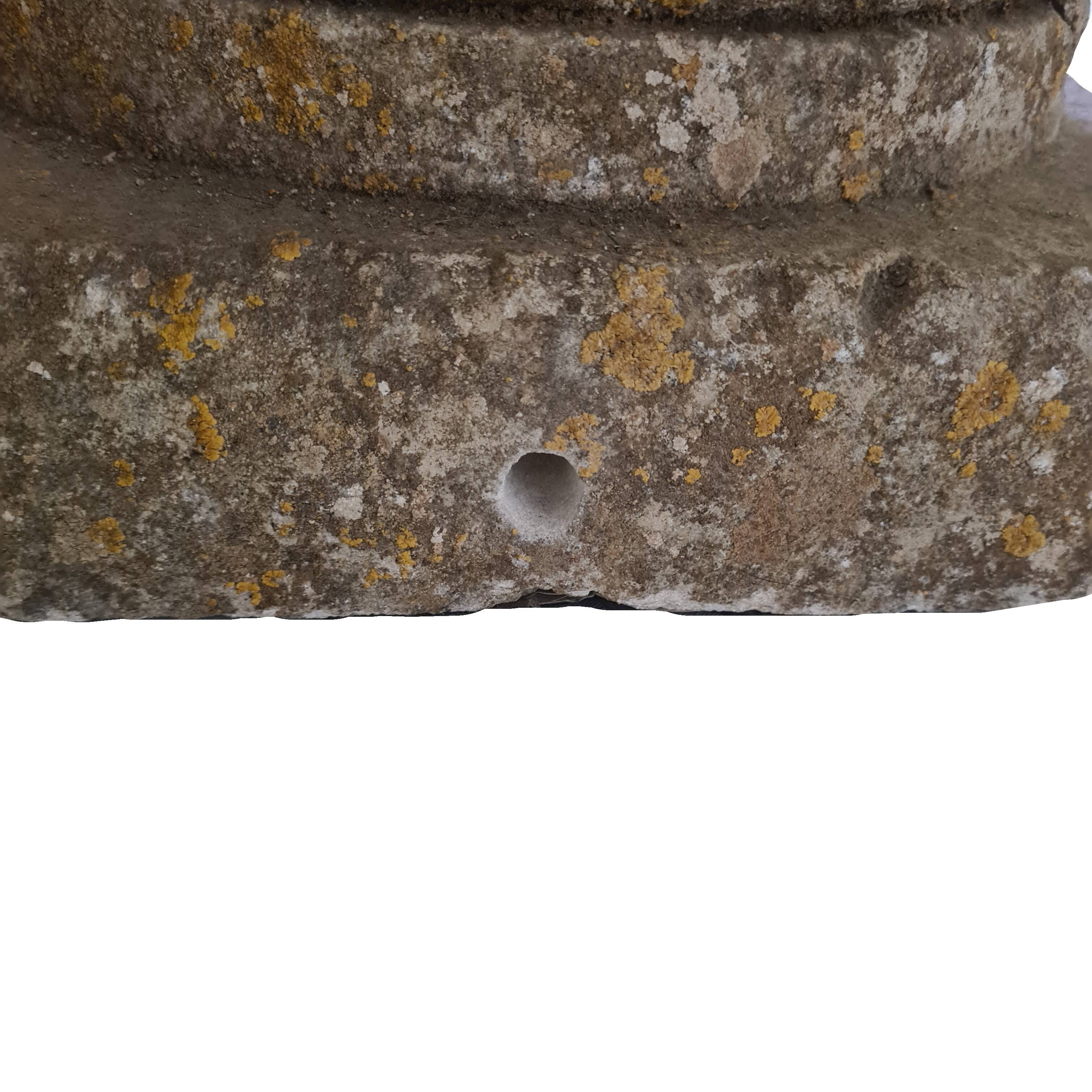 Set Of French Sandstone Decorative Vases With Artichoke, From The 18th Century