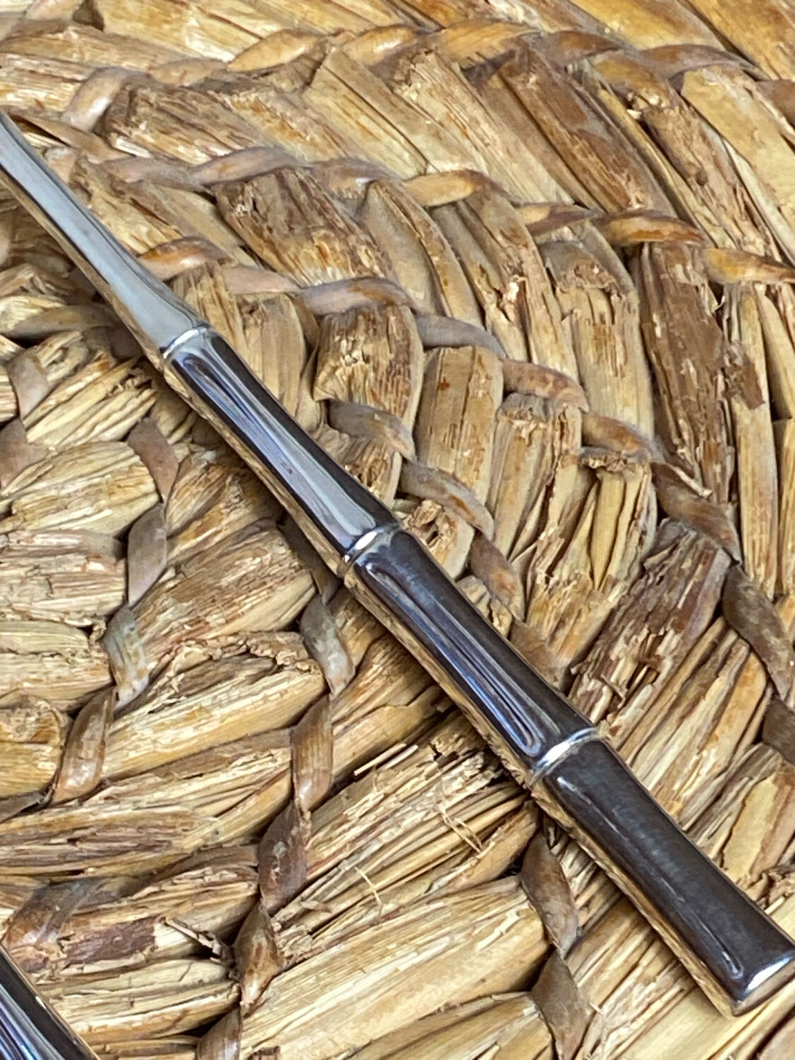 Salad cutlery, silver-plated, bamboo style