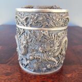 Chiseled Solid Silver Tea Box Vietnam