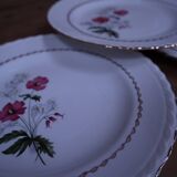 6 flat plates in earthenware l'Amandinoise with floral decoration.