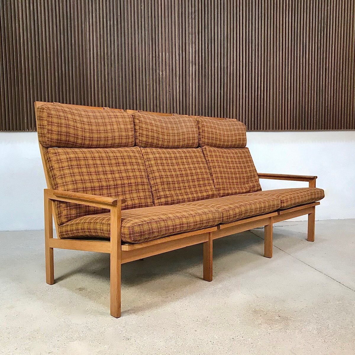 3-seater highback Capella sofa in oak by Illum Wikkelsø, Denmark 1960s