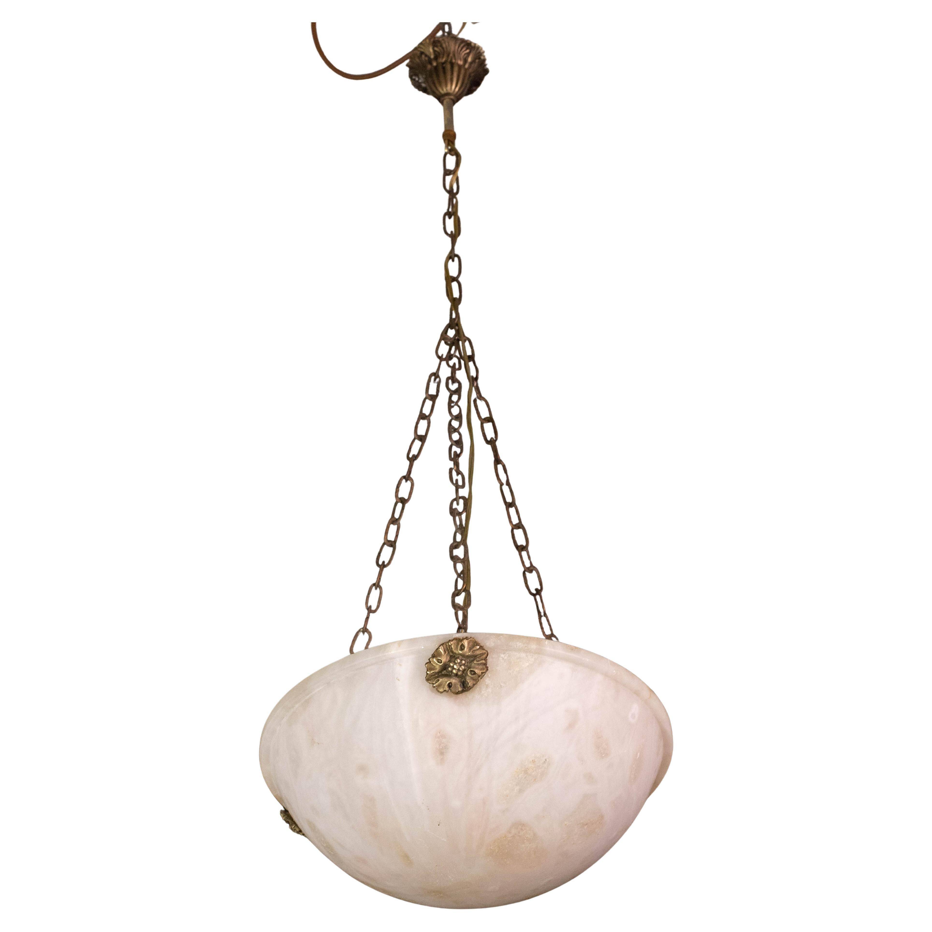 Liberty white alabaster chandelier, 1940s