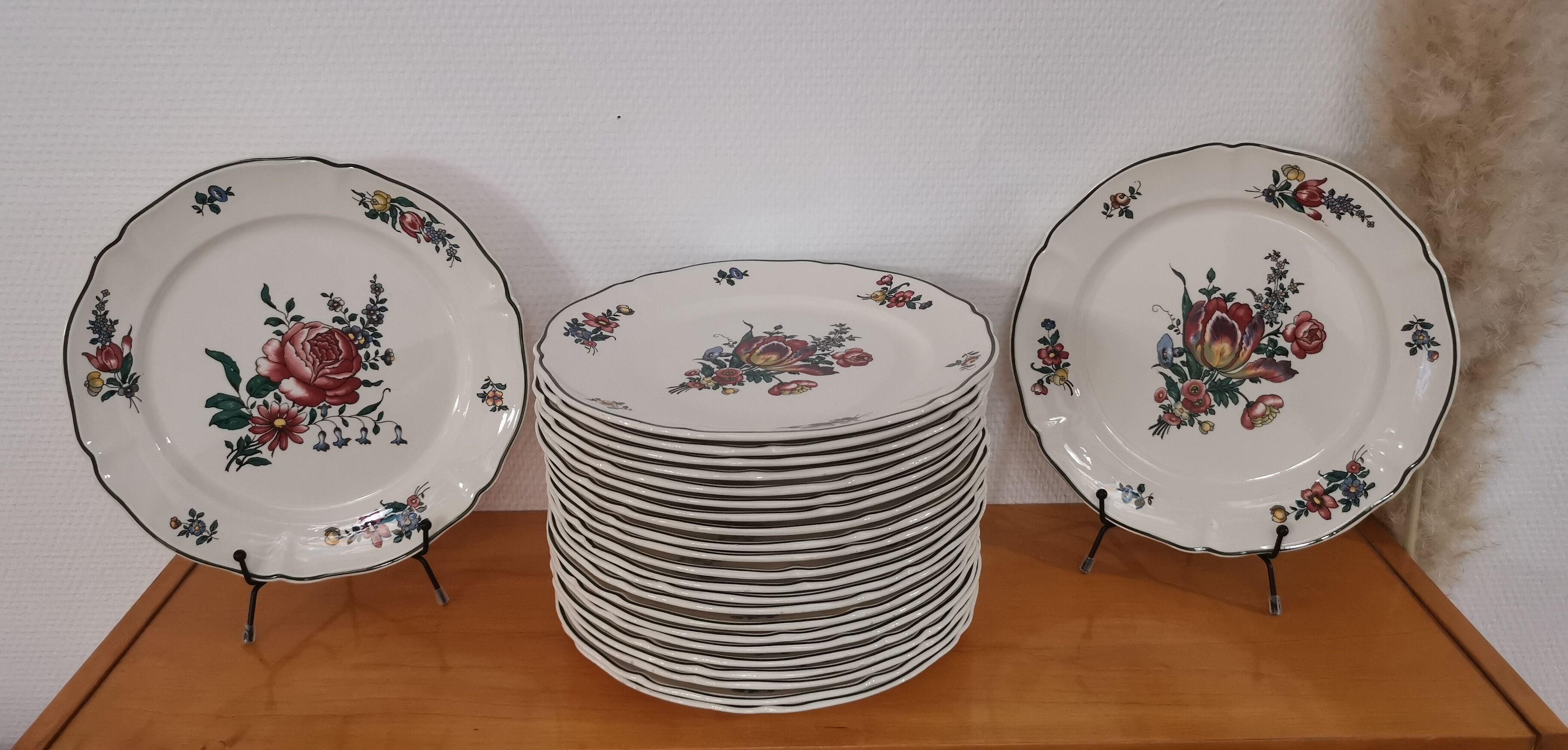 Set of 6 old flat ceramic plates VILLEROY and BOCH "Alt Strassburg"