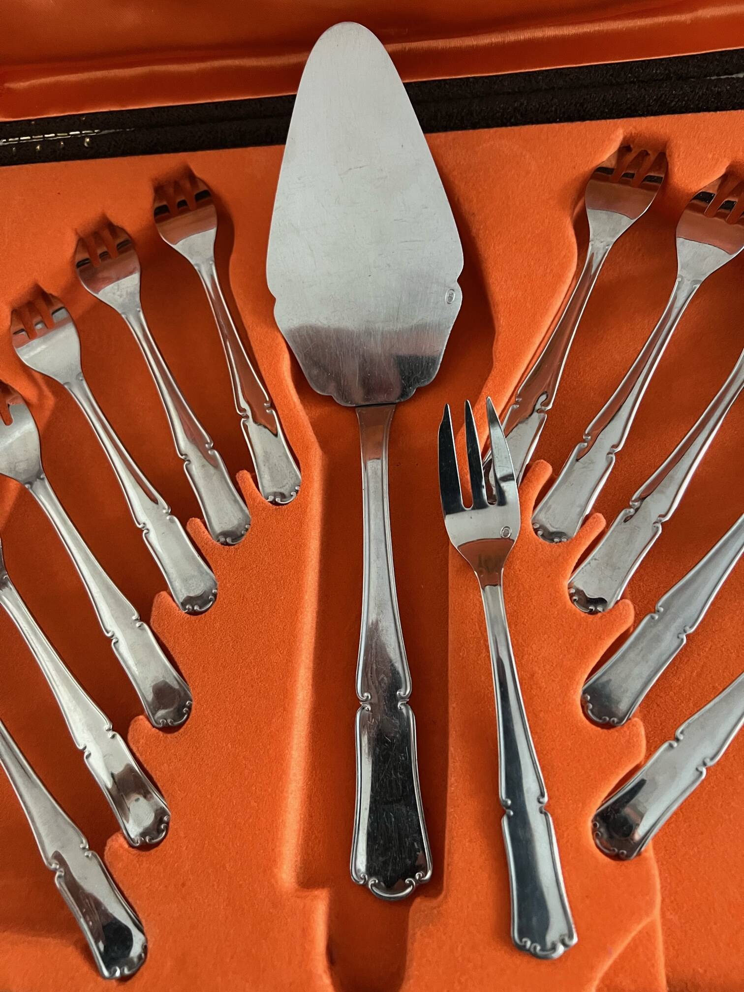 Jean Couzon 13-piece stainless steel dessert cutlery box/case