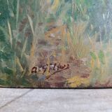 French vintage oil painting on board, signed A. Gillaz