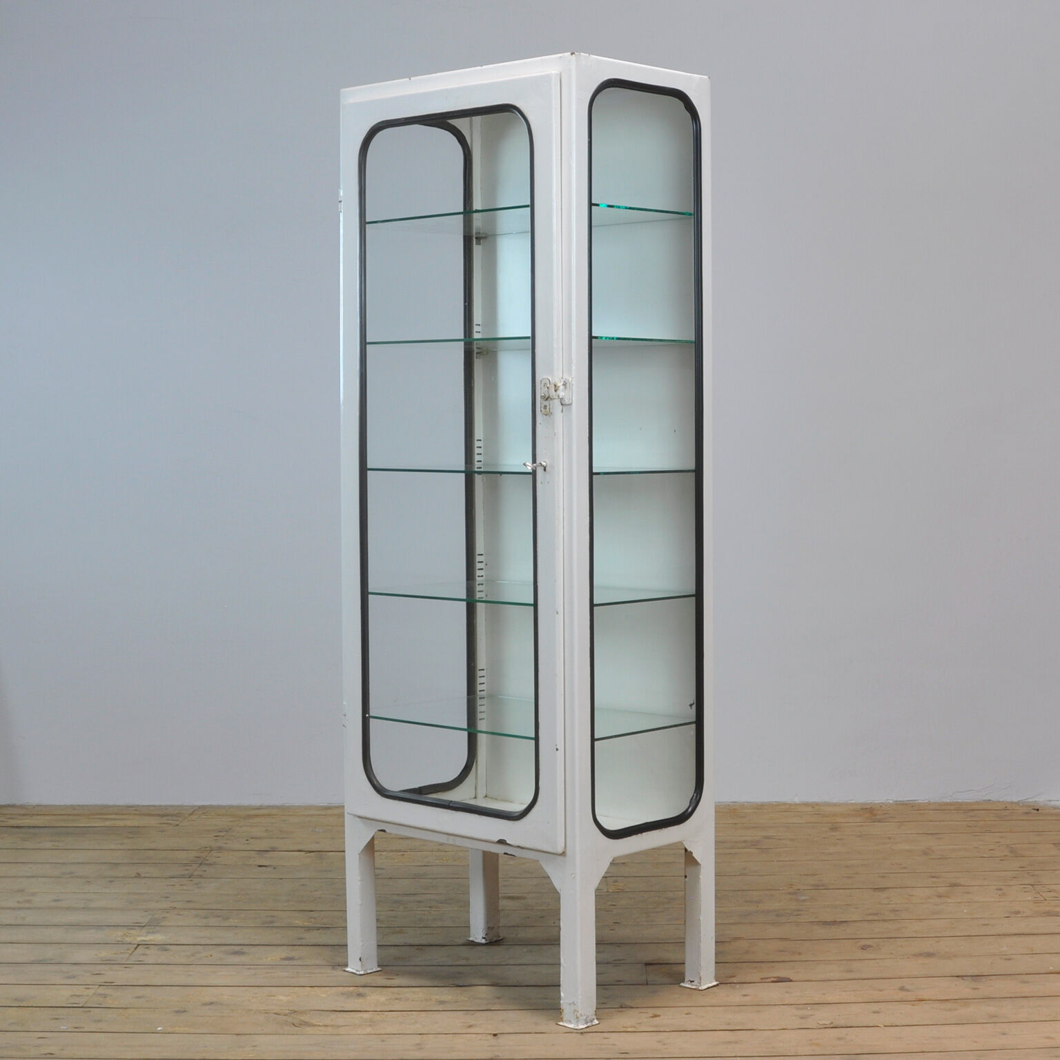 Vintage Medical Cabinet With Five Glass Shelves, 1975