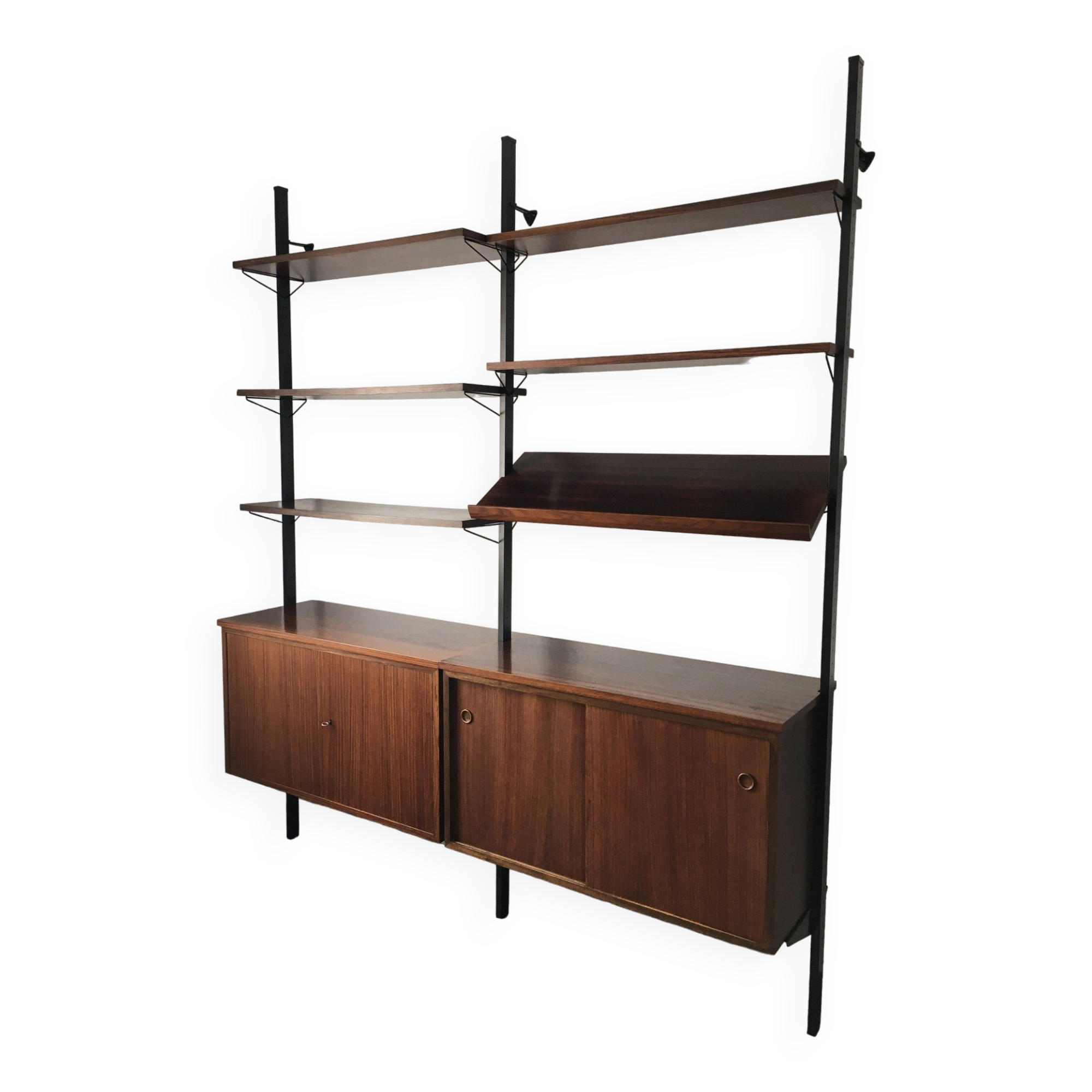 Scandinavian rosewood modular bookcase Pira Mobel system year 60