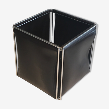 Chrome and skaï wastepaper basket