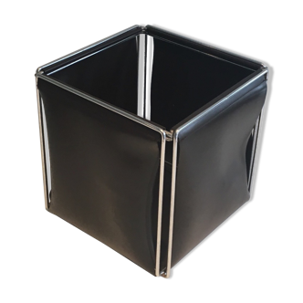 Chrome and skaï wastepaper basket