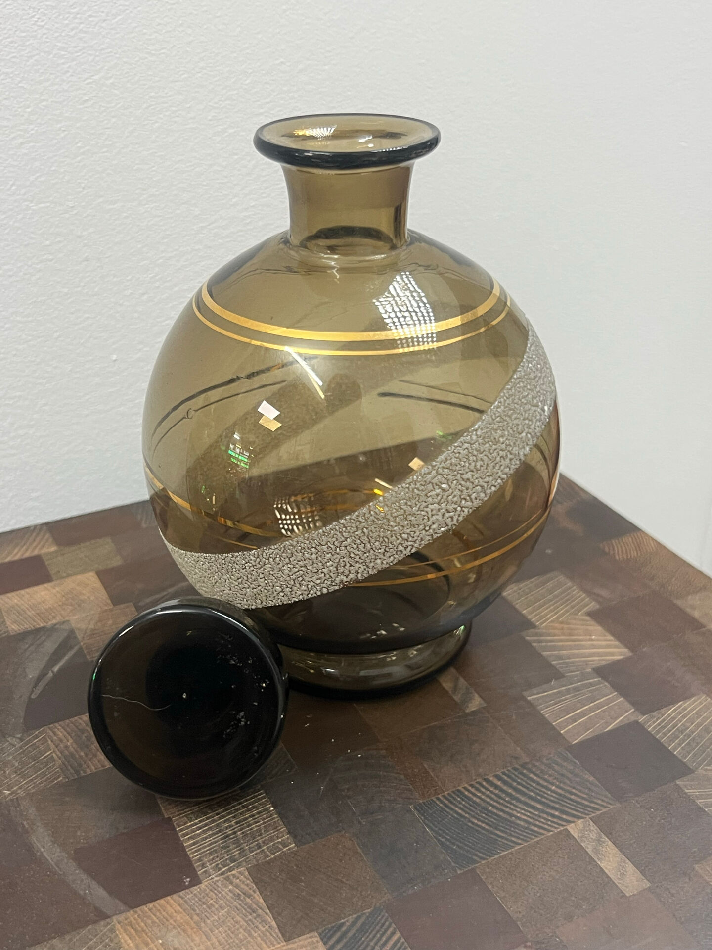 Acid-etched glass carafe 1930s/40s - Czechoslovakia