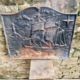 Plaque ancienne en fonte à décor maritime, XXème siècle