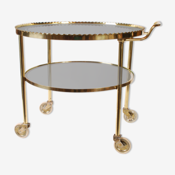 Mid century polished brass serving drinks trolley, 1930's cocktail bar cart