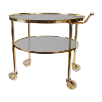 Mid century polished brass serving drinks trolley, 1930's cocktail bar cart