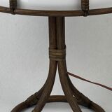 Bamboo rattan mushroom table lamp, Dutch 1970s