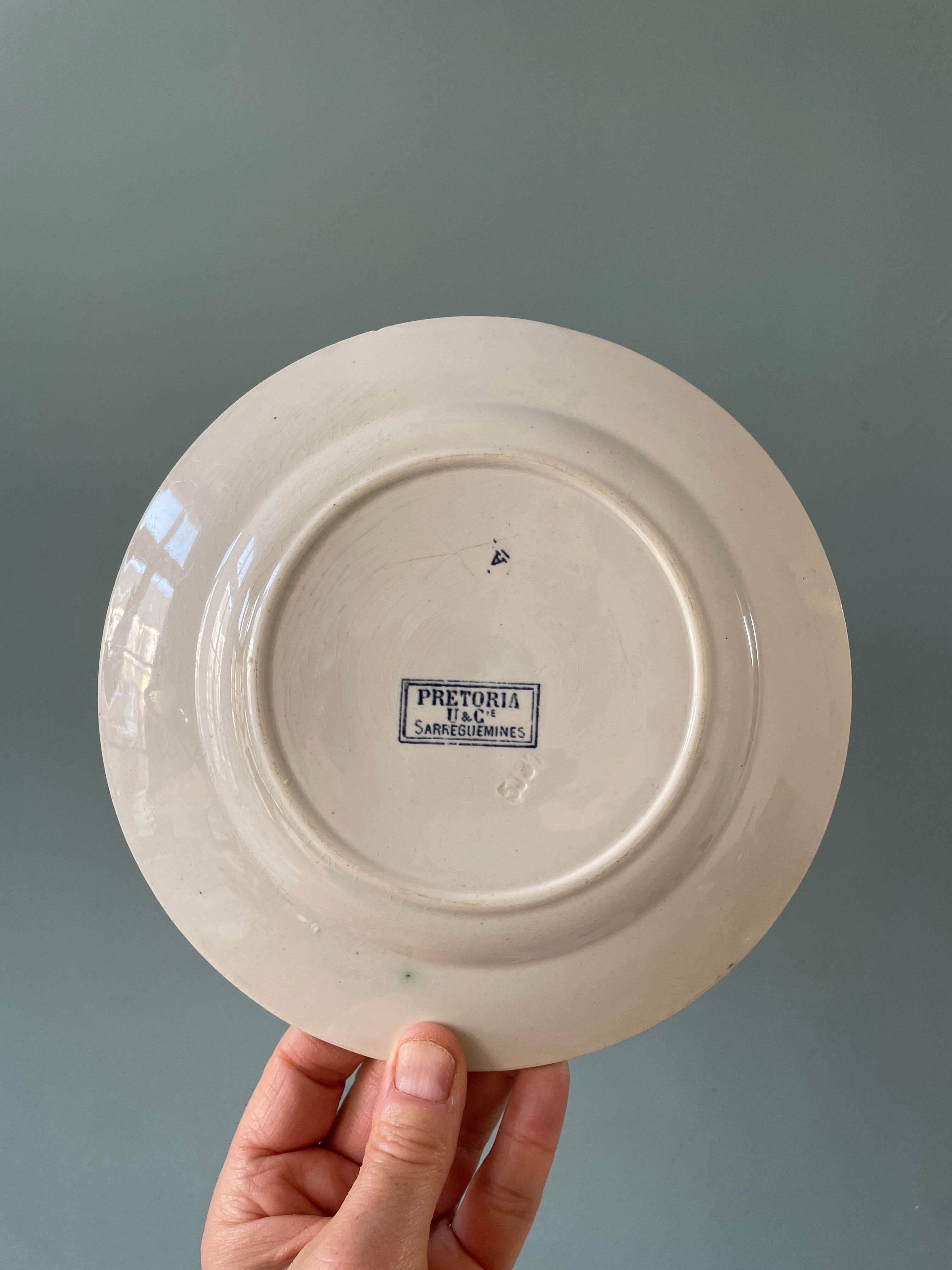 Series of 12 mismatched Terre de Fer dessert plates