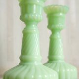 Set de 2 bougeoirs miniatures opaline de Portieux