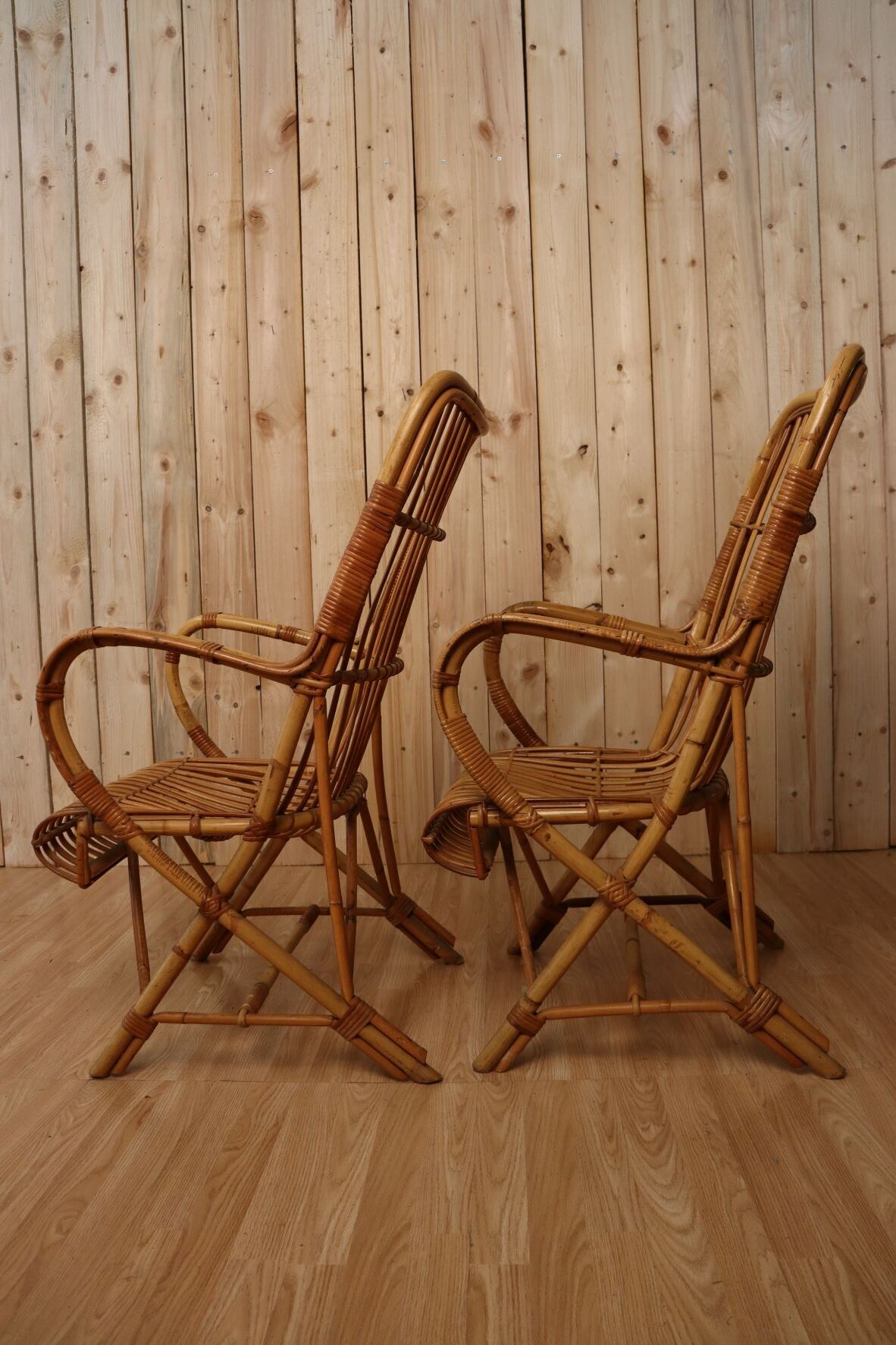 Pair Rattan Armchairs