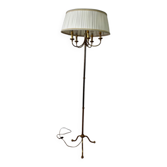 Lampadaire tripode en laiton vintage