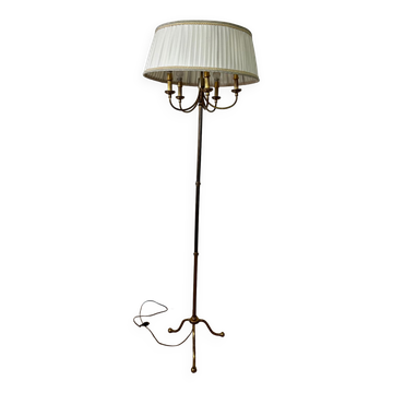 Lampadaire tripode en laiton vintage
