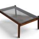 Percival Lafer coffee table in exotic wood and smoked glass – Brazil, 1970
