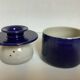 Blue stoneware water butter dish
