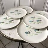 Set of 6 flat plates model Poisson Saint-Amand 50s