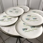 Lot de 6 assiettes plates modèle Poisson Saint-Amand années 50