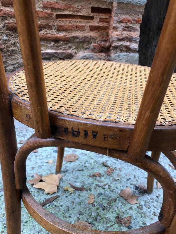 Fauteuil en bois courbé et cannage