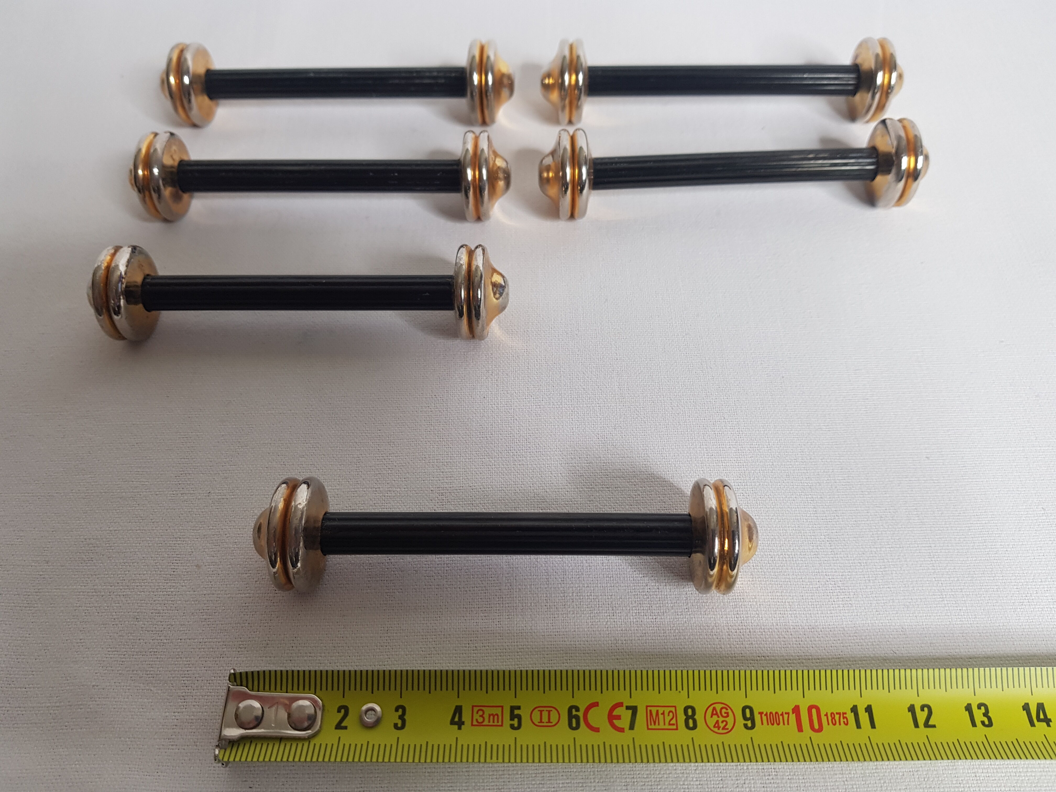 Lot of 6 stainless steel and gold metal knife holders from the "Gelb" goldsmith brand in Paris