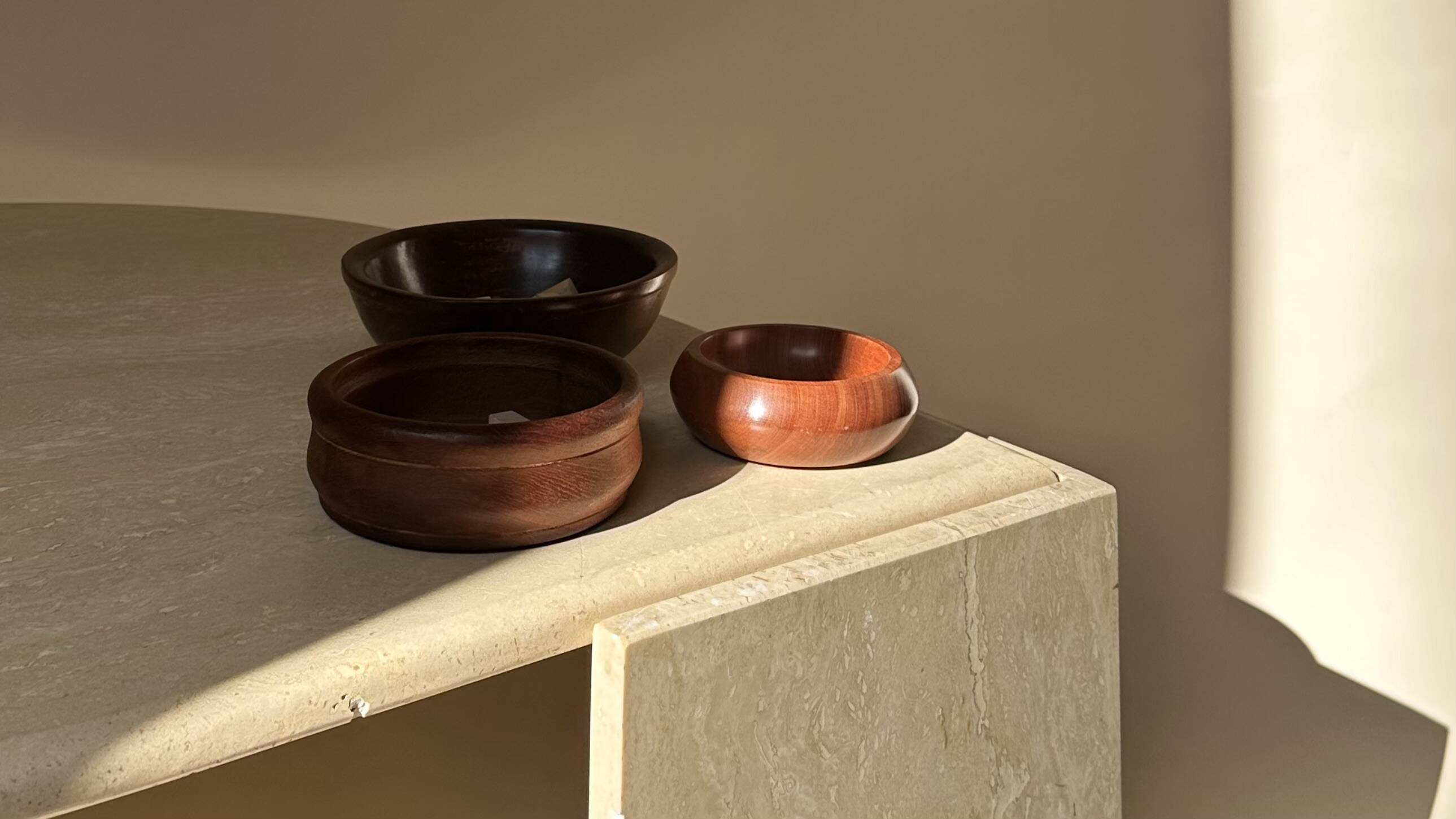 Pair of varnished wooden pocket vases