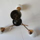 Three-arm brass and glass chandelier from the 1950s