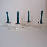 4-light silver metal candle holder
