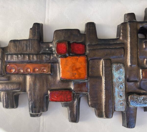 Plaque murale en céramique par F. Sanchez années 60