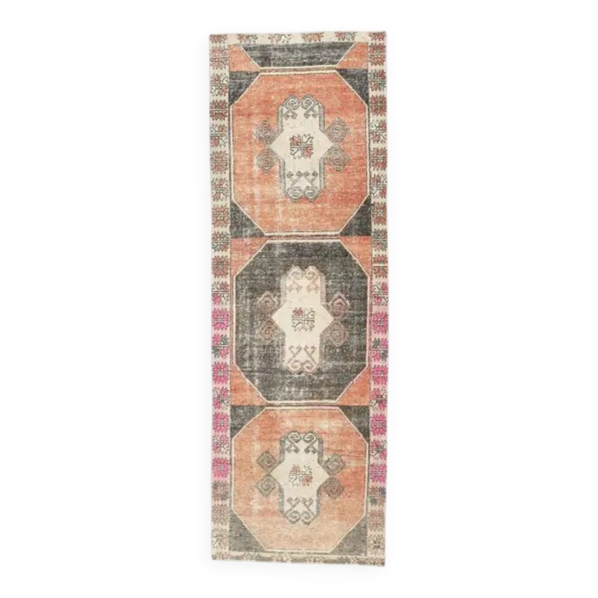 Turkish wool hand-knotted runner rug 103x305
