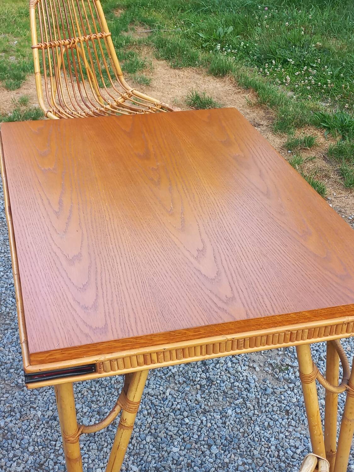 Vintage dining room attributed to Audoux and Minet in bamboo and rattan