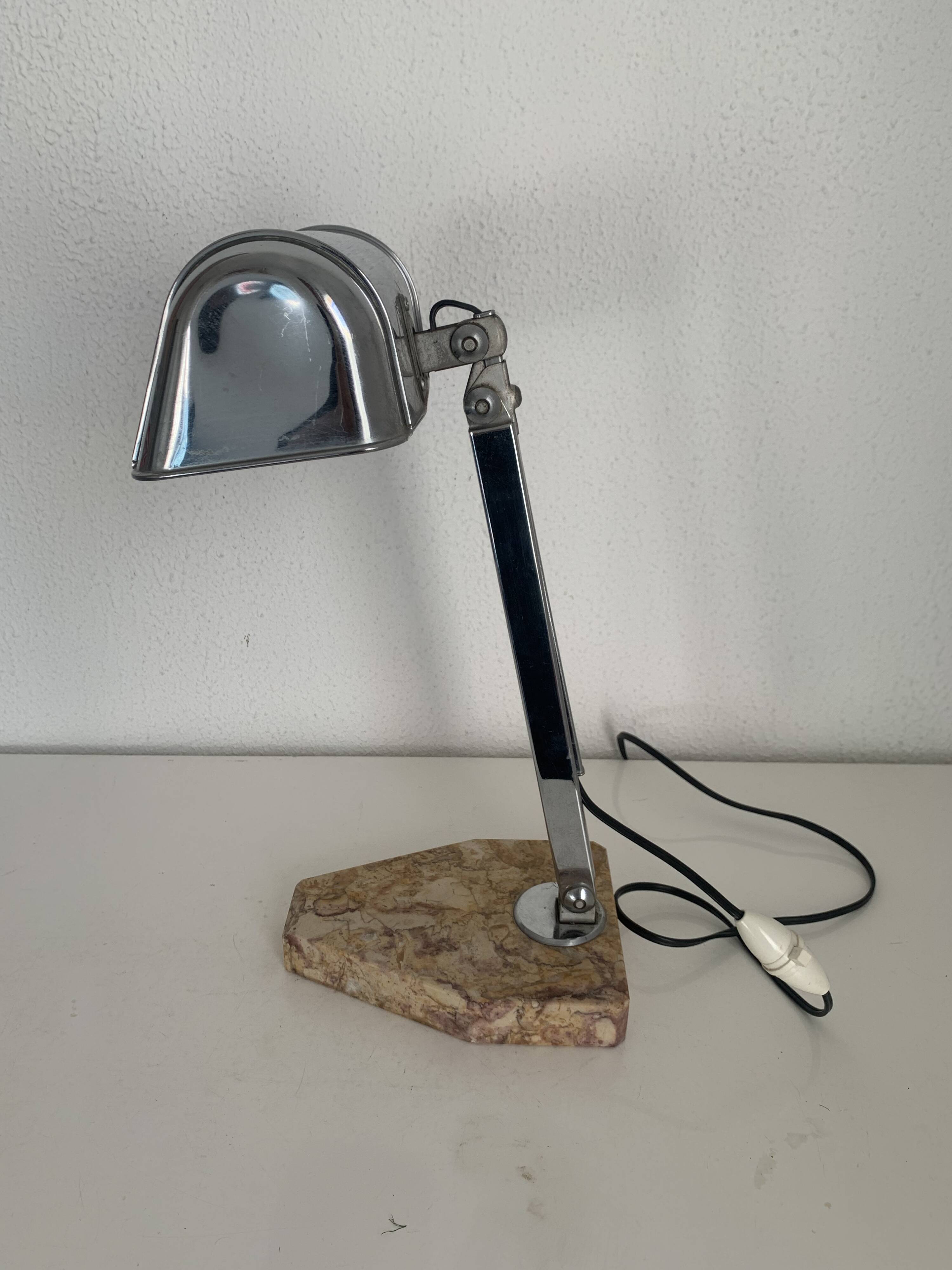 Lampe vintage 1930 Fare artisanat Français marbre sable - 45 cm